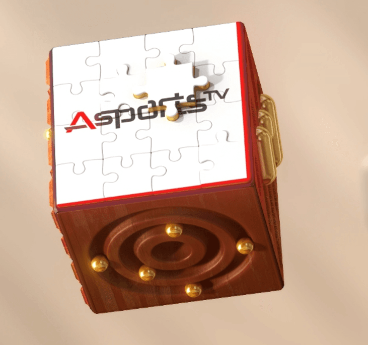 AsportsTV 로고가 새겨진 퍼즐 큐브
